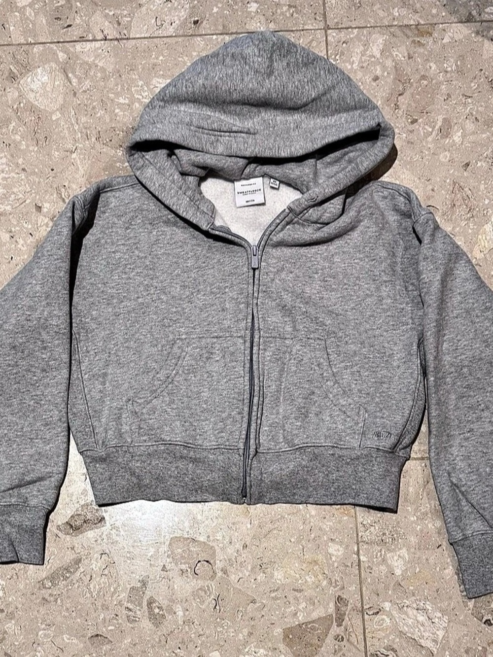 Aritzia Cropped Zip Hoodie in Gray Size XS Like New